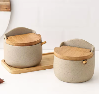 "Natural Kitchen Essentials"™- Ceramic Jar with Bamboo Lid