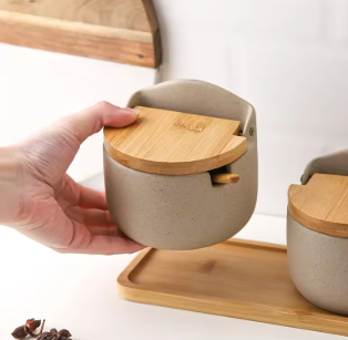 "Natural Kitchen Essentials"™- Ceramic Jar with Bamboo Lid